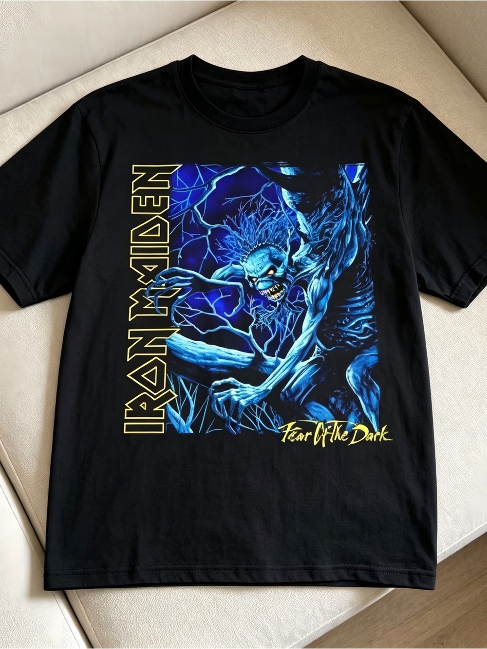 Iron Maiden Fear Of The Dark in Blue black Women Men T-shirt Unisex